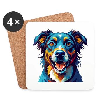 Chien de cur de montagne race coloré dessin animé Kawaii - Dessous de verre (lot de 4) - blanc - Devant