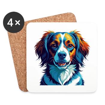 Nederlandse Kooikerhondje Hunderasse Cartoon Kawaii - Untersetzer (4er-Set) - Weiß - Vorne