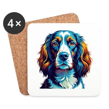 English Springer Spaniel Dog Breed Cartoon Kawaii - Coasters (set of 4) - white - Front