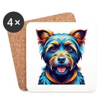 Norfolk Terrier Dog Breed Colorful Cartoon Kawaii - Coasters (set of 4) - white - Front