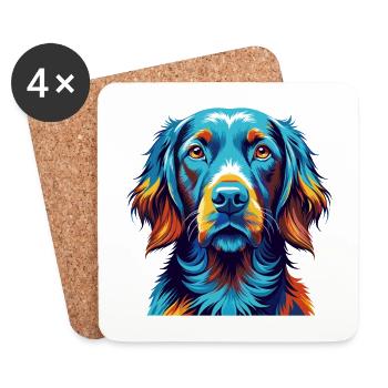 Flat Coated Retriever Dog Breed Cartoon Kawaii - Coasters (set of 4) - white - Front