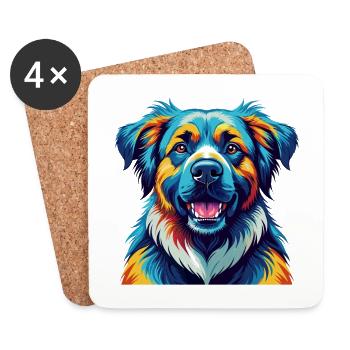 Estrela Mountain Dog Breed Colorful Cartoon Kawaii - Coasters (set of 4) - white - Front