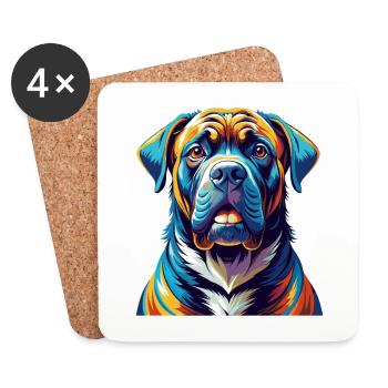 Brasileiro Race Chien Dessin animé Coloré Kawaii - Dessous de verre (lot de 4) - blanc - Devant