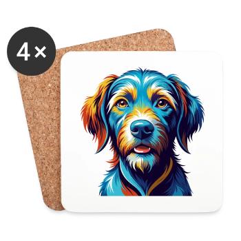 Fauve de Bretagne race de chien dessin animé kawaii - Dessous de verre (lot de 4) - blanc - Devant