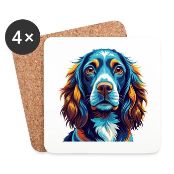 Field Spaniel Hunderasse Bunt Karikatur Kawaii - Untersetzer (4er-Set) - Weiß - Vorne
