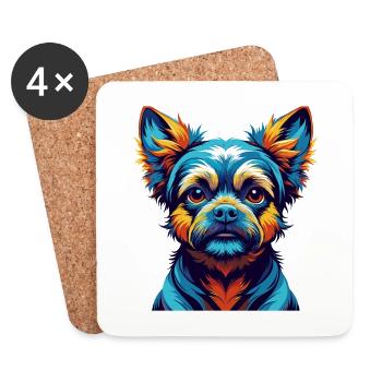 Lapinporokoira Race de chien Dessin animé coloré Kawaii - Dessous de verre (lot de 4) - blanc - Devant