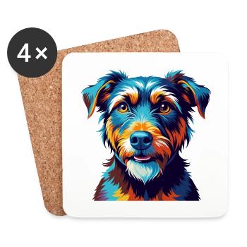 Jagdterrier Hunderasse Bunt Karikatur Kawaii - Untersetzer (4er-Set) - Weiß - Vorne