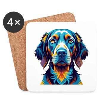 Majestueux arbre chien race chien dessin animé Kawaii - Dessous de verre (lot de 4) - blanc - Devant