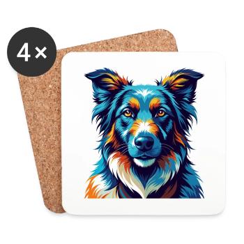 Georgian Shepherd Dog Breed Cartoon Kawaii - Coasters (set of 4) - white - Front