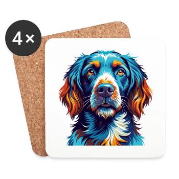 Deutsch Langhaar Vorstehhund Rasse Karikatur Kawaii - Untersetzer (4er-Set) - Weiß - Vorne