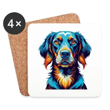 Friesischer Vorstehhund Rasse bunter Cartoon Kawaii - Untersetzer (4er-Set) - Weiß - Vorne