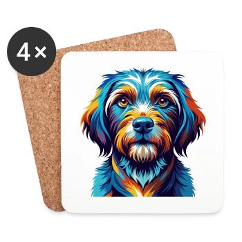 Griffon Fauve De Bretagne Race De Chien Dessin Animé Kawaii - Dessous de verre (lot de 4) - blanc - Devant