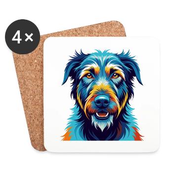 Lévrier irlandais chien race dessin animé coloré Kawaii - Dessous de verre (lot de 4) - blanc - Devant
