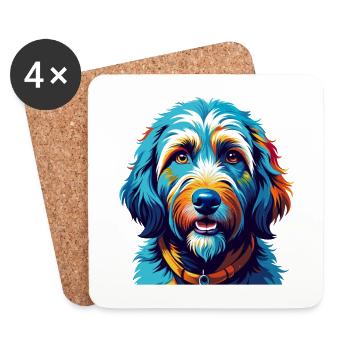 Goldendoodle Hunderasse Bunte Karikatur Kawaii - Untersetzer (4er-Set) - Weiß - Vorne