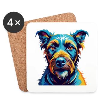 Irish Terrier Dog Breed Colorful Cartoon Kawaii - Coasters (set of 4) - white - Front