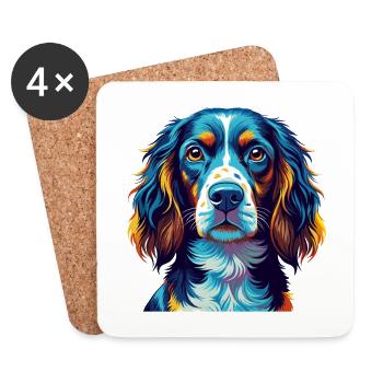 Deutsche Spaniel Hunderasse Bunte Karikatur Kawaii - Untersetzer (4er-Set) - Weiß - Vorne