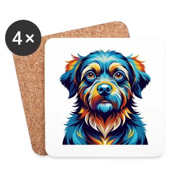 Race de chien gascon saintongeois dessin animé Kawaii - Dessous de verre (lot de 4) - blanc - Devant