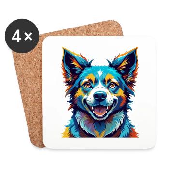 Kintamani Dog Breed Colorful Cartoon Kawaii - Coasters (set of 4) - white - Front