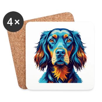 Gordon Setter Chien Race Coloré Dessin animé Kawaii - Dessous de verre (lot de 4) - blanc - Devant