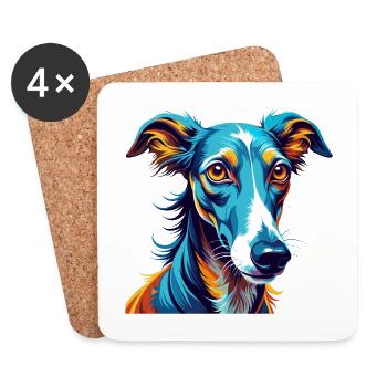 Galgo Espanol Dog Breed Colorful Cartoon Kawaii - Coasters (set of 4) - white - Front