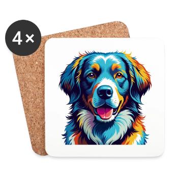 Kuvasz Hunderasse Bunte Karikatur Kawaii - Untersetzer (4er-Set) - Weiß - Vorne