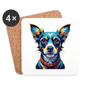 Majorque Ratter Chien Race Coloré Dessin Animé Kawaii - Dessous de verre (lot de 4) - blanc - Devant