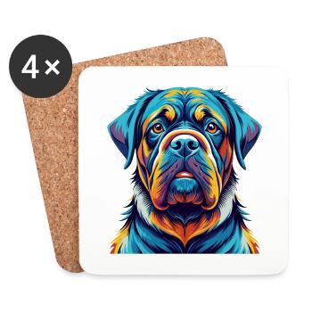 Majorque Mastiff Chien Race Coloré Dessin Animé Kawaii - Dessous de verre (lot de 4) - blanc - Devant