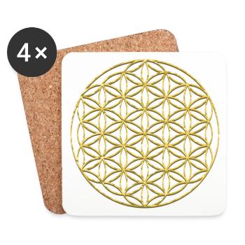 Flower of Life Gold | Blume des Lebens Gold - Untersetzer (4er-Set) - Weiß - Vorne