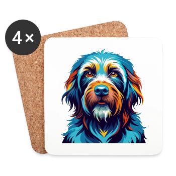 Griffon Bleu de Gascogne Race de Chien Dessin Animé Kawaii - Dessous de verre (lot de 4) - blanc - Devant
