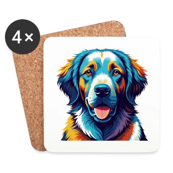 Ungarische Kuvasz Hunderasse Bunte Karikatur Kawaii - Untersetzer (4er-Set) - Weiß - Vorne