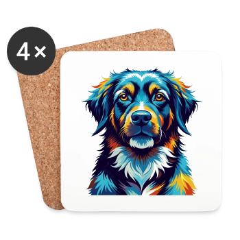 Karst Schäferhund Hunderasse Bunt Karikatur Kawaii - Untersetzer (4er-Set) - Weiß - Vorne
