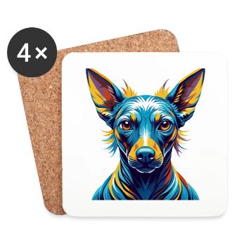 Inca Hairless Dog Breed Colorful Cartoon Kawaii - Coasters (set of 4) - white - Front