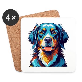 Hovawart Dog Breed Colorful Cartoon Kawaii - Coasters (set of 4) - white - Front