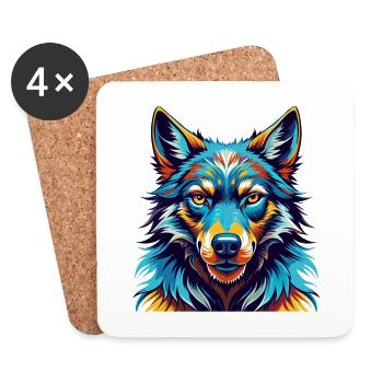 Kunming chien-loup race coloré dessin animé Kawaii - Dessous de verre (lot de 4) - blanc - Devant