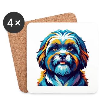 Lhasa Apso Dog Breed Colorful Cartoon Kawaii - Coasters (set of 4) - white - Front