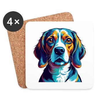 Kerry Beagle Chien Race Coloré Dessin animé Kawaii - Dessous de verre (lot de 4) - blanc - Devant