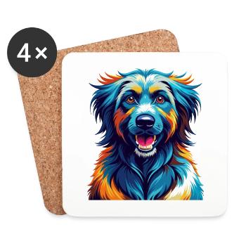 Kuchi Berger Afghan Chien Race Dessin Animé Kawaii - Dessous de verre (lot de 4) - blanc - Devant