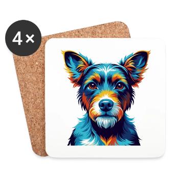 Miniature Fox Terrier Dog Breed Cartoon Kawaii - Coasters (set of 4) - white - Front