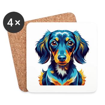 Miniature Dachshund Dog Breed Cartoon Kawaii - Coasters (set of 4) - white - Front