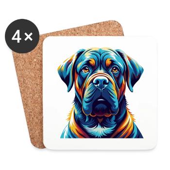 Mastiff Hunderasse Bunte Karikatur Kawaii - Untersetzer (4er-Set) - Weiß - Vorne