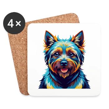 Norwich Terrier Dog Breed Colorful Cartoon Kawaii - Coasters (set of 4) - white - Front