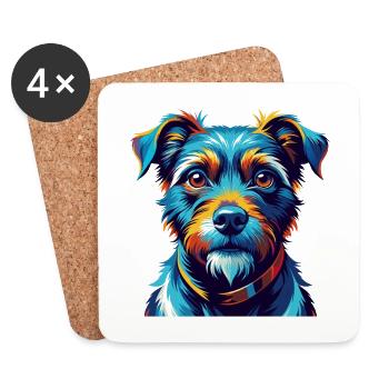 Patterdale Terrier Dog Breed Cartoon Kawaii - Coasters (set of 4) - white - Front