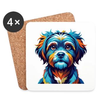 Lowchen Little Lion Dog Breed Cartoon Kawaii - Coasters (set of 4) - white - Front