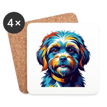 Maltipoo Chien Race Coloré Dessin Animé Kawaii - Dessous de verre (lot de 4) - blanc - Devant