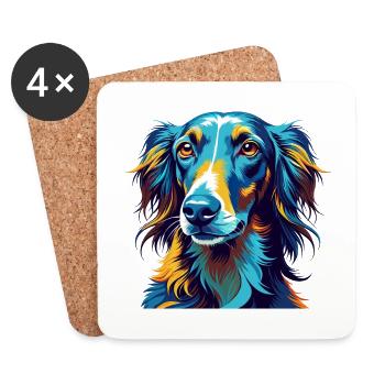 Vieux lévrier croate race de chien dessin animé Kawaii - Dessous de verre (lot de 4) - blanc - Devant