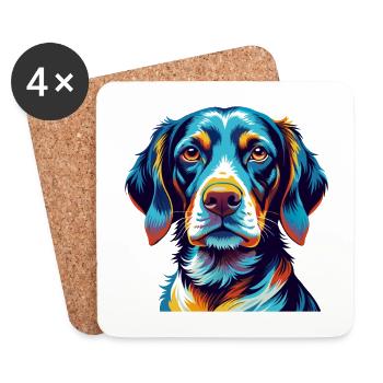 Alt Dänisch Pointer Hund Rasse Karikatur Kawaii - Untersetzer (4er-Set) - Weiß - Vorne