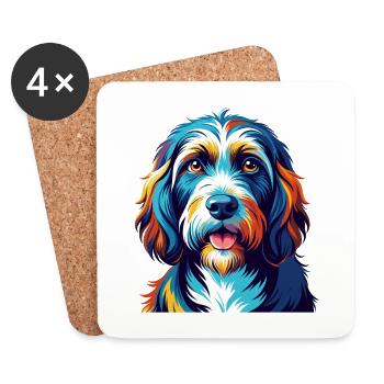 Petit Basset Griffon Vendéen Race De Chien Dessin Animé - Dessous de verre (lot de 4) - blanc - Devant