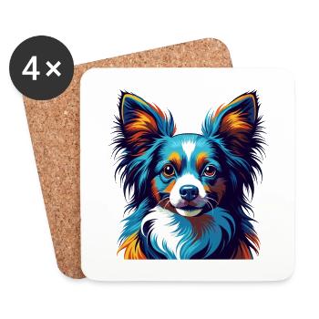 Papillon Hunderasse Bunte Karikatur Kawaii - Untersetzer (4er-Set) - Weiß - Vorne
