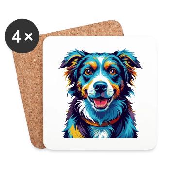 Laufhund Hunderasse Bunte Karikatur Kawaii - Untersetzer (4er-Set) - Weiß - Vorne