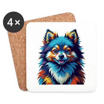 Pomeranian Dog Breed Colorful Cartoon Kawaii - Coasters (set of 4) - white - Front